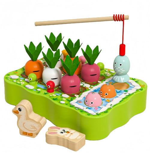 Farm fishing and radish pulling - ducks and rabbits (JHTOY-582)