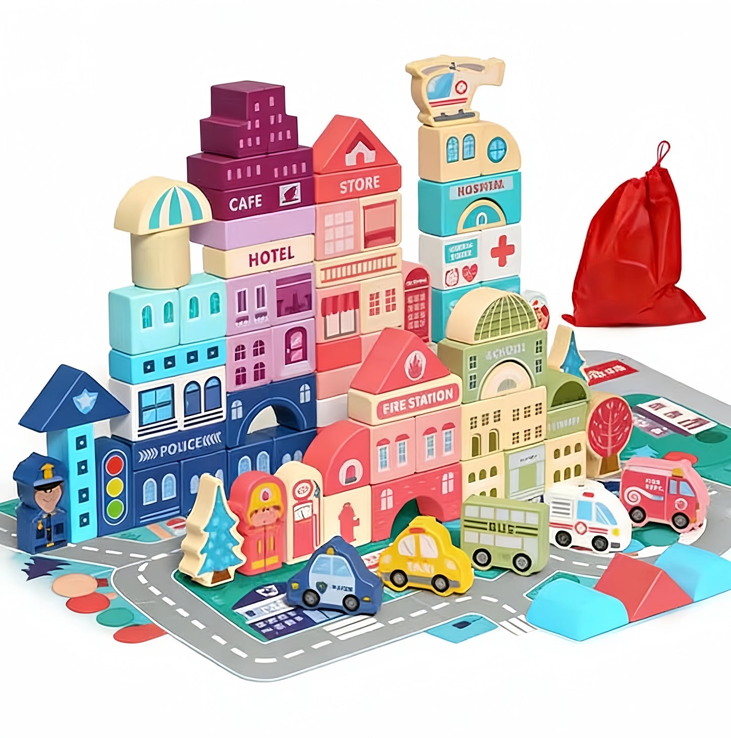 Urban Street Scene Building Blocks (Bagged) + Base Plate