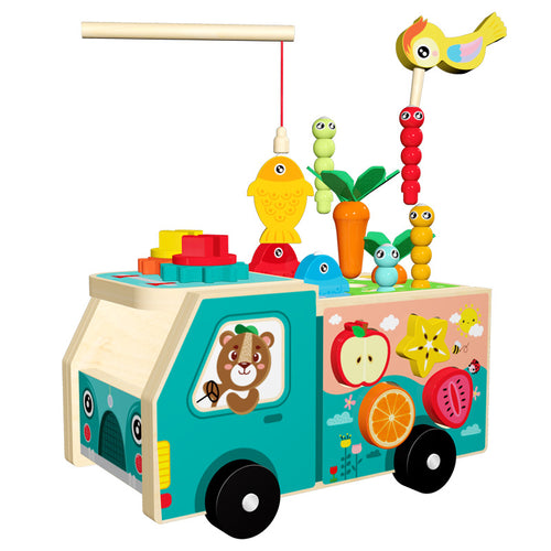Wooden Multi-Functional Educational Farm Toy Truck