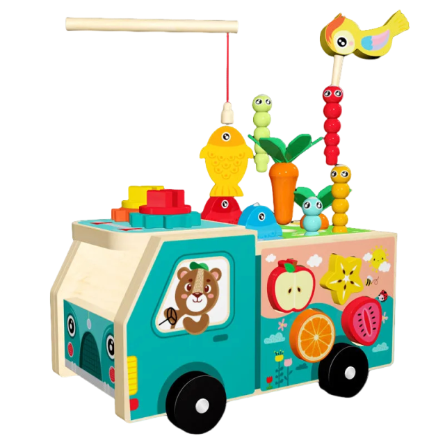 Wooden Multi-Functional Educational Farm Toy Truck