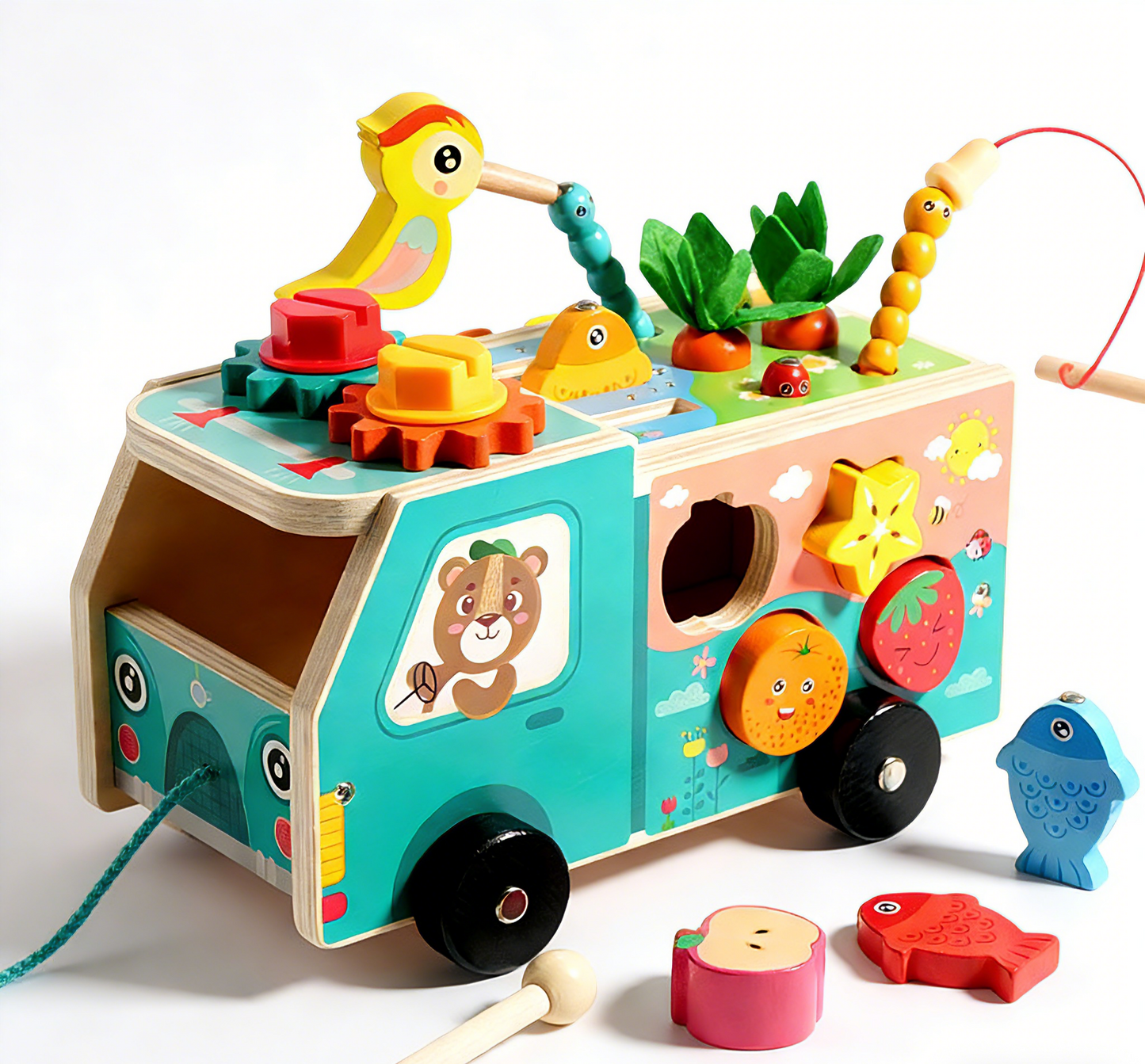 Wooden Multi-Functional Educational Farm Toy Truck
