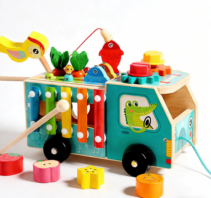 Wooden Multi-Functional Educational Farm Toy Truck