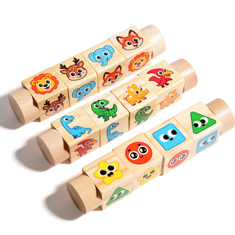 Wooden Rotating Animal Matching Blocks
