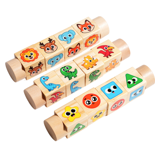 Wooden Rotating Animal Matching Blocks