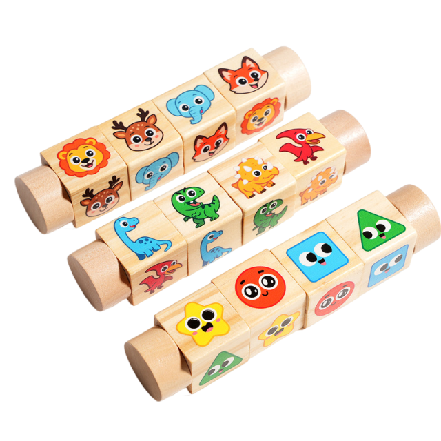 Wooden Rotating Animal Matching Blocks