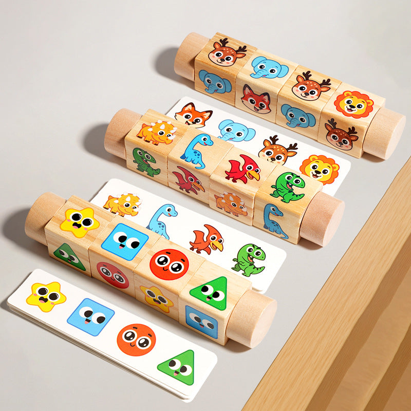 Wooden Rotating Animal Matching Blocks