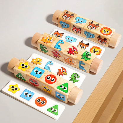 Wooden Rotating Animal Matching Blocks