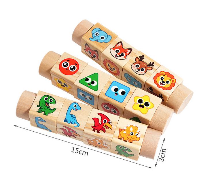 Wooden Rotating Animal Matching Blocks