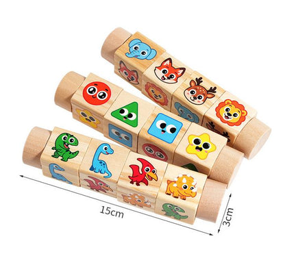 Wooden Rotating Animal Matching Blocks